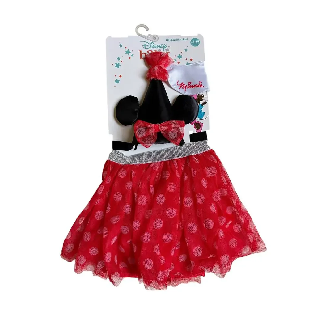 NWT Disney Minnie Mouse Baby Girls 3 Piece Birthday Set (12-18 Months)